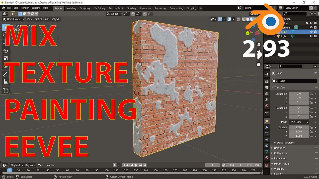 Blender 2.93 | Concrete Painting on Wall using Mask Texture | EEVEE | Tutorial