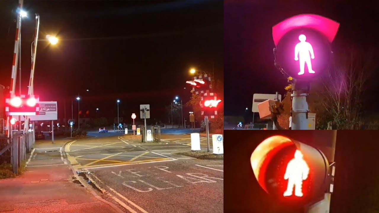 Halogen and LED Pedestrian Lights at Oulton Broad Victoria Road Level Crossing, Suffolk