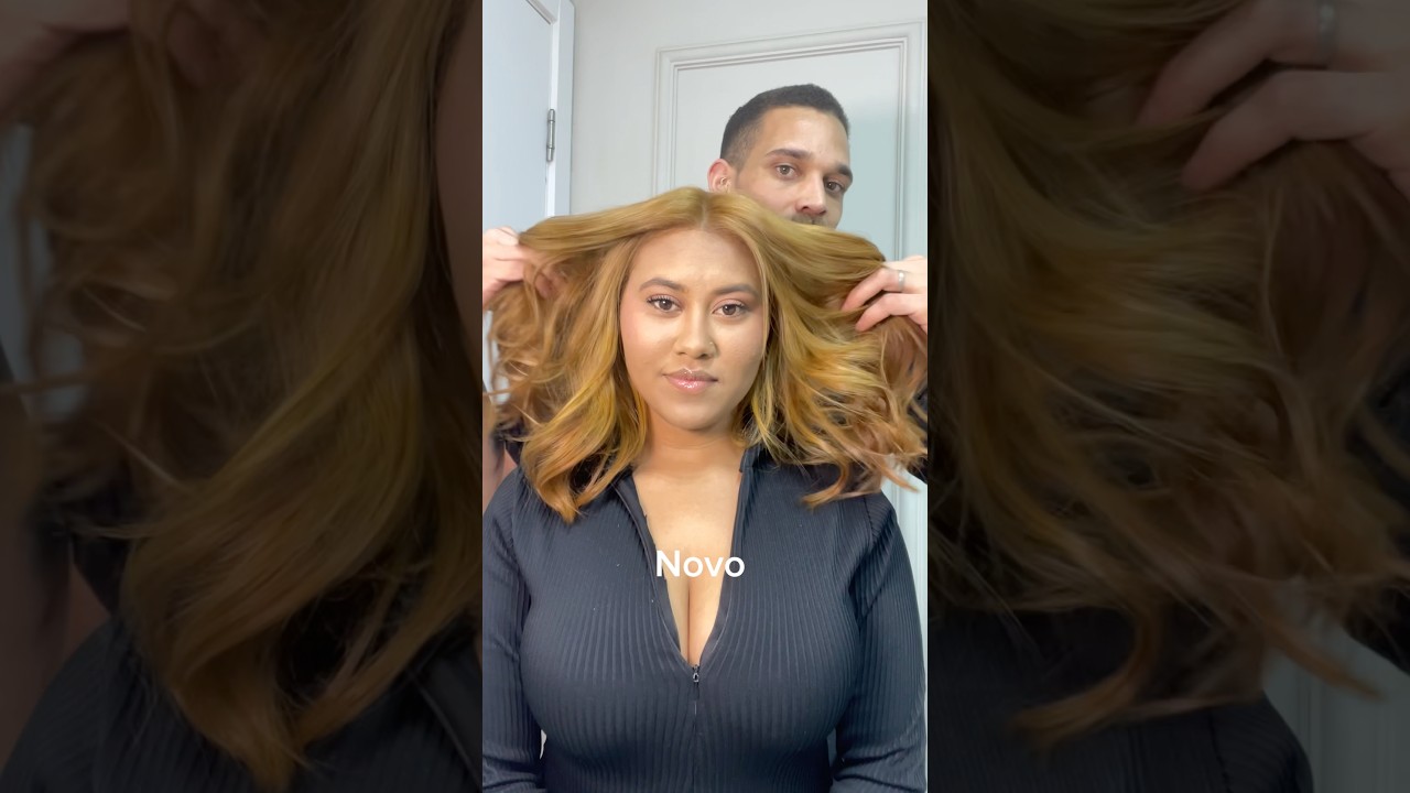 Saindo do preto azulado para um loiro dourado 8.37 #cuidadocomcabelo #blonde #hairstyle