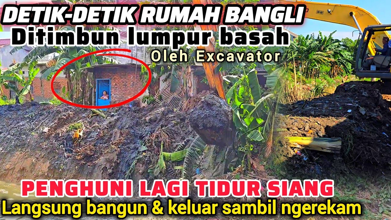 SERAM❗️PENGHUNI BANGLI LANGSUNG KELUAR BANGUN DARI TIDUR SIANG SETELAH RUMAHNYA KE GRUDUK EXCAVATOR😱