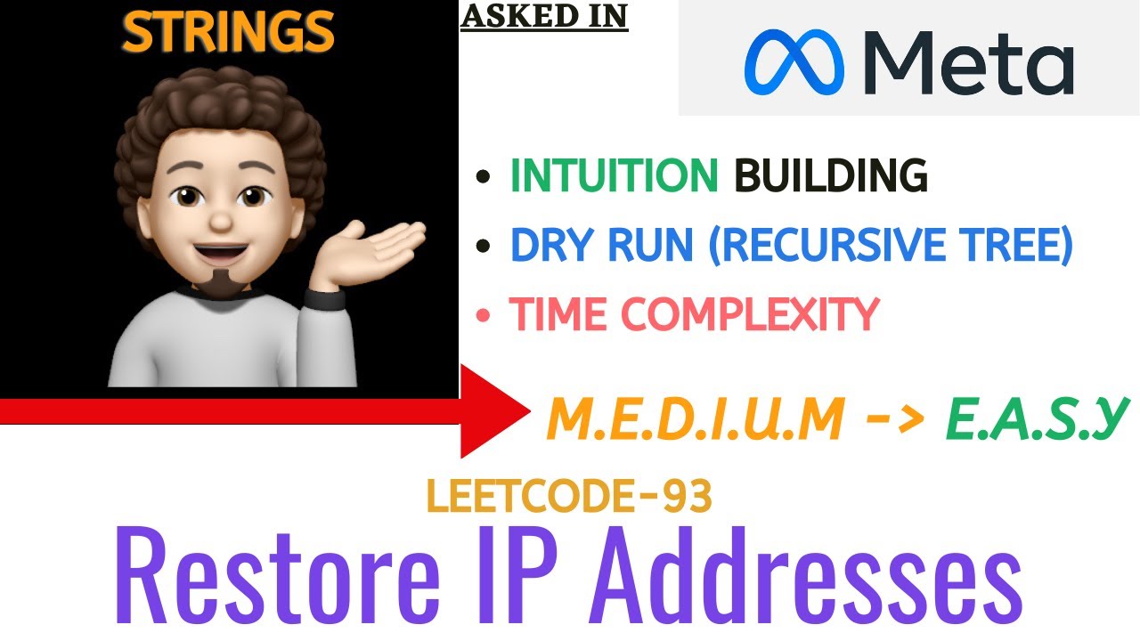 Restore IP Addresses | Recursive Tree | Diagram | META | Leetcode 93