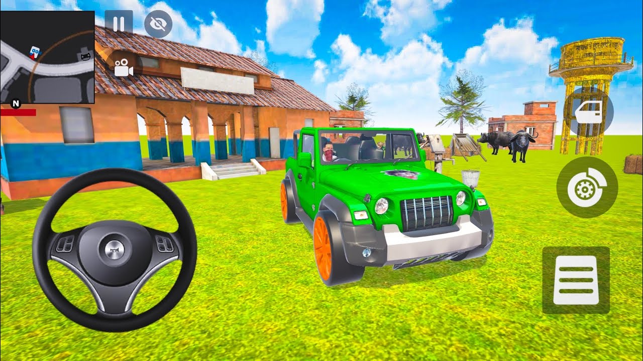 Franklin Drive Green THAR In Village 🌴 In Indian Theft Auto Simulator Game