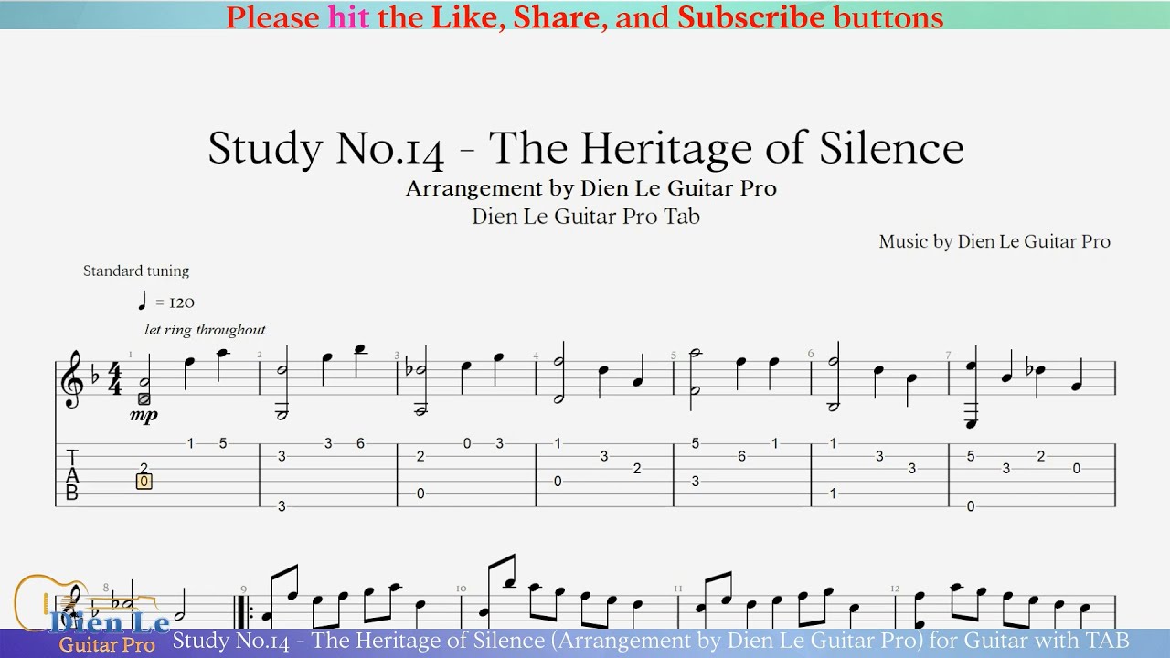 Study No.14 - The Heritage of Silence (Arrangement by Dien Le Guitar Pro) for Guitar with TAB