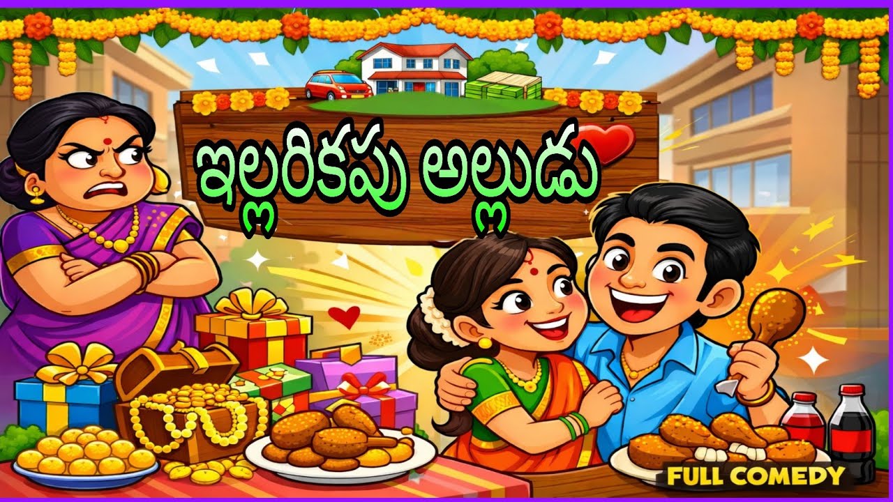ఇల్లరికం వచ్చిన అల్లుడు ఎదుర్కొన్న సమస్యలు నీతి కథ||telugu moral stories||cartoon|| funny stories 