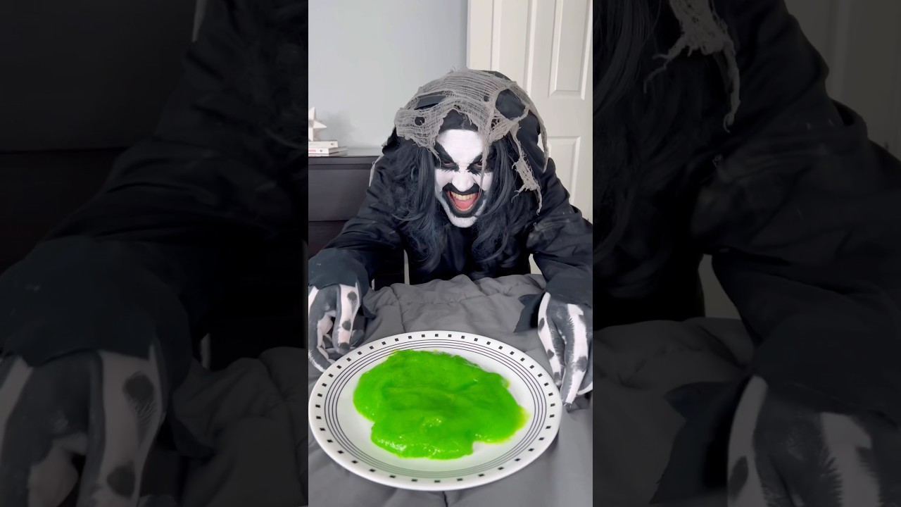 Monster gives him green jello 🤣👻 #shorts