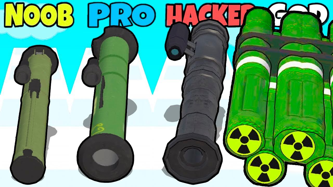 NOOB vs PRO vs HACKER vs GOD in Rockets Stack NEW GUNS Gameplay