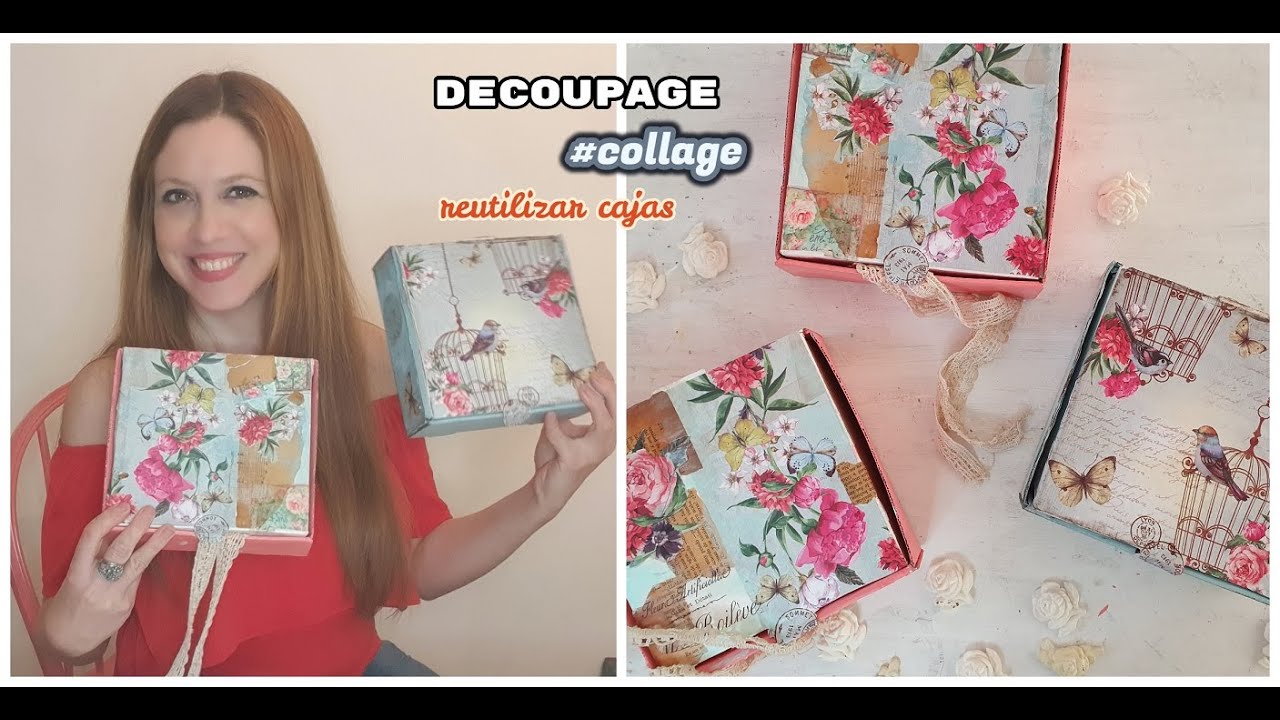 Como reutilizar cajas de cartón. decoupage. collage ♥ Marina Capano