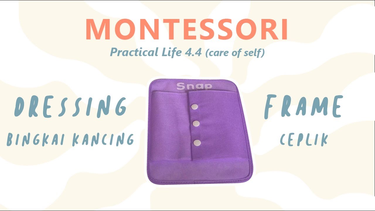 Pembelajaran Practical Life Dressing Frame - Snap Button Frame (Bingkai Kancing Ceplik)