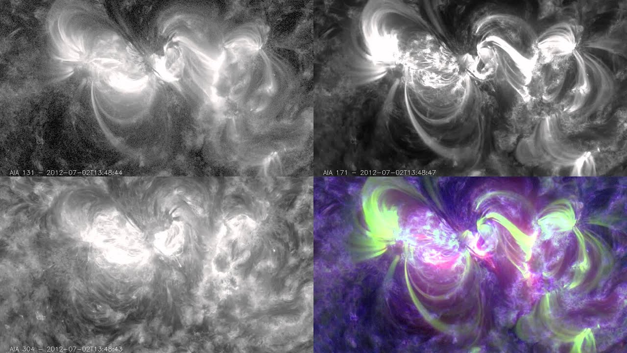 4 Flares w/ cont. ejecta-AR1515-2012/07/02 10:00-18:00 AIA 131/171/304 Tile