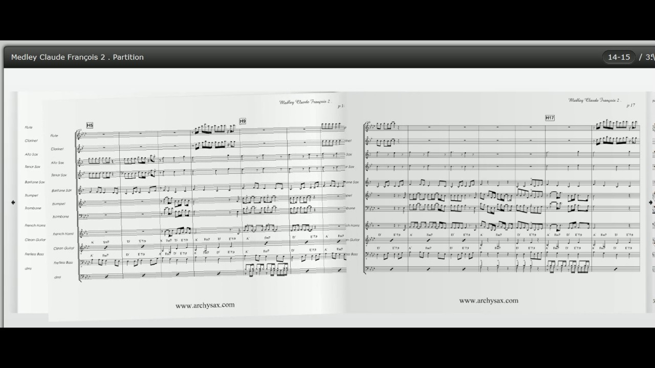Medley  Claude François 2,scores for concert band, pour orchestre d'harmonie