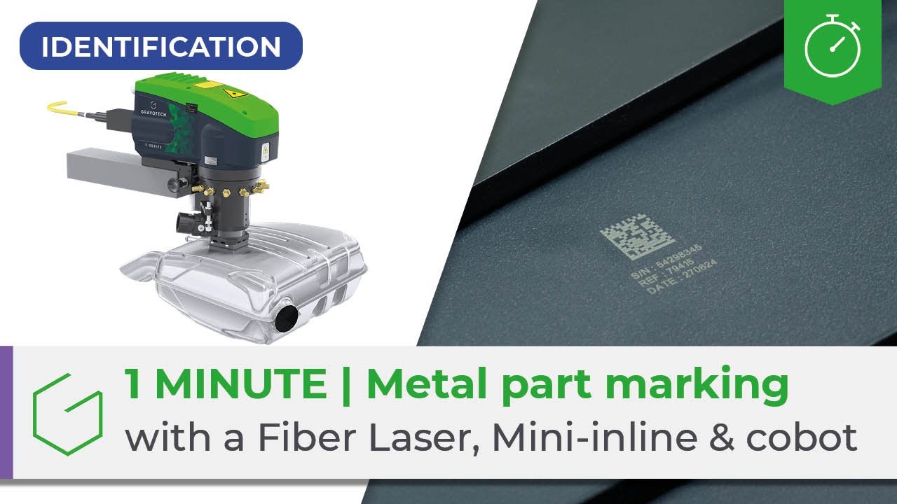 ⏱️ 1 Minute | Metal parts marking with Fiber Laser, Mini-Inline & cobot