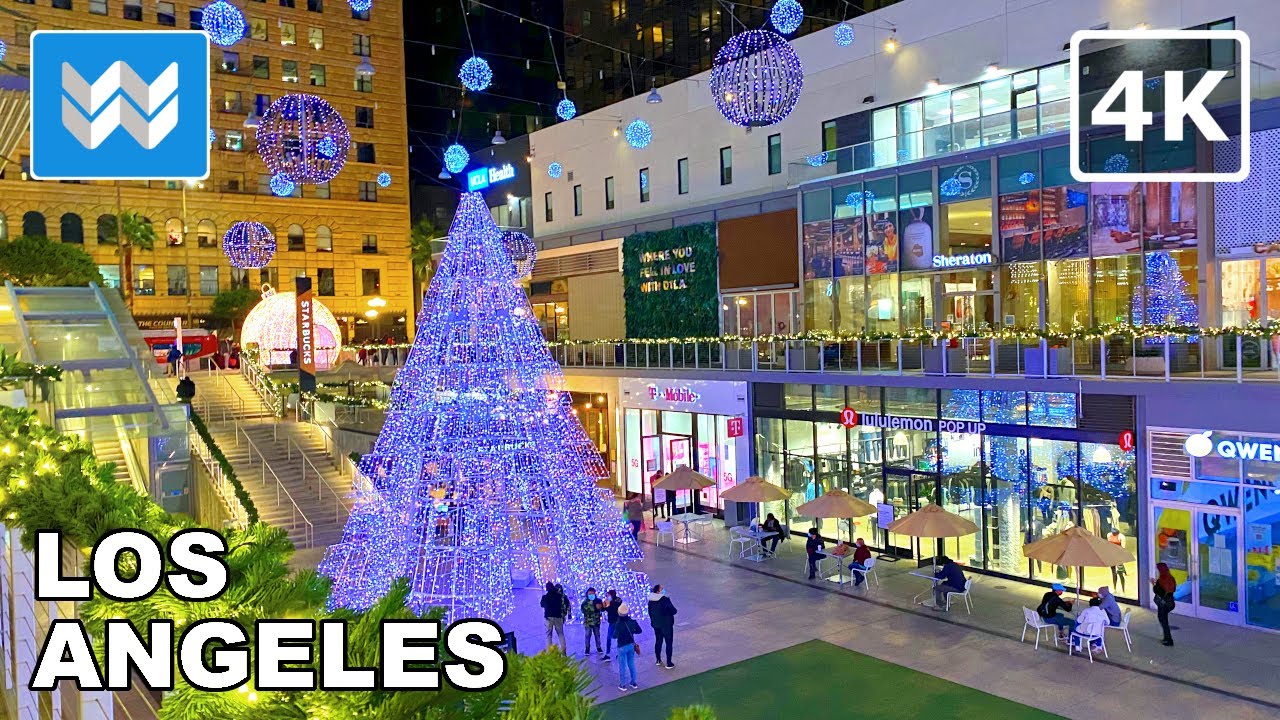[4K] 🎄 Downtown Los Angeles, California USA - Walking Tour Staples Center, FIGat7th, The Bloc 🎧
