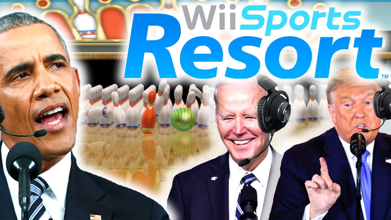 Президенты США играют в боулинг со 100 кеглями в Wii Sports Resort