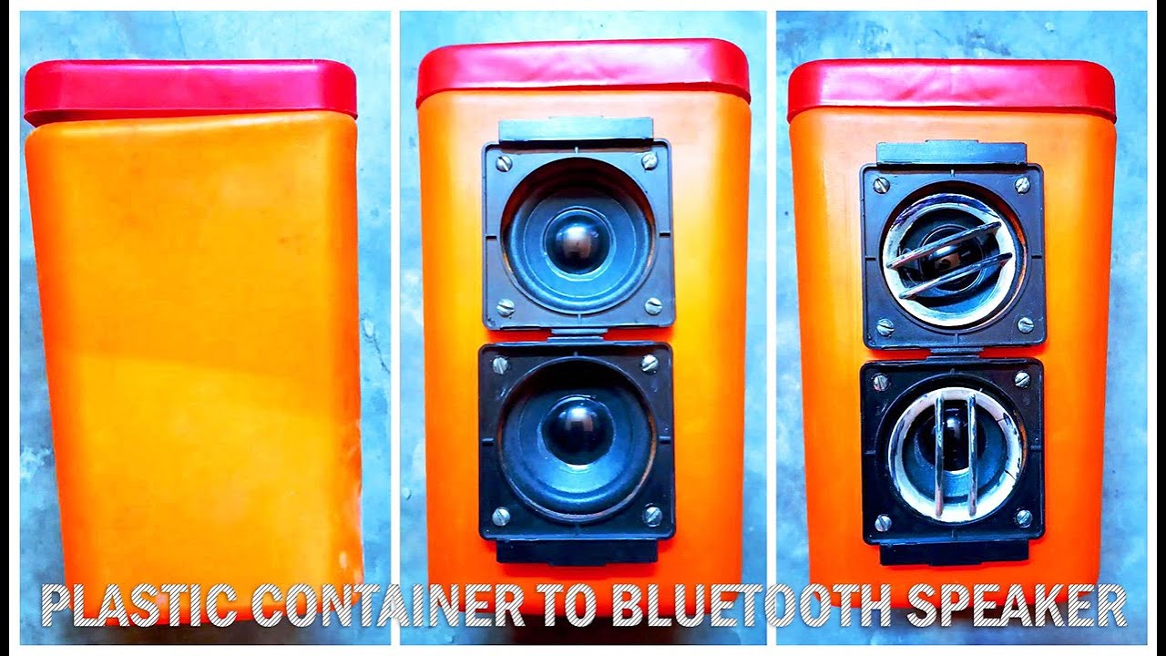 How to make portable bluetooth speaker using plastic container / DIY bluetooth speaker
