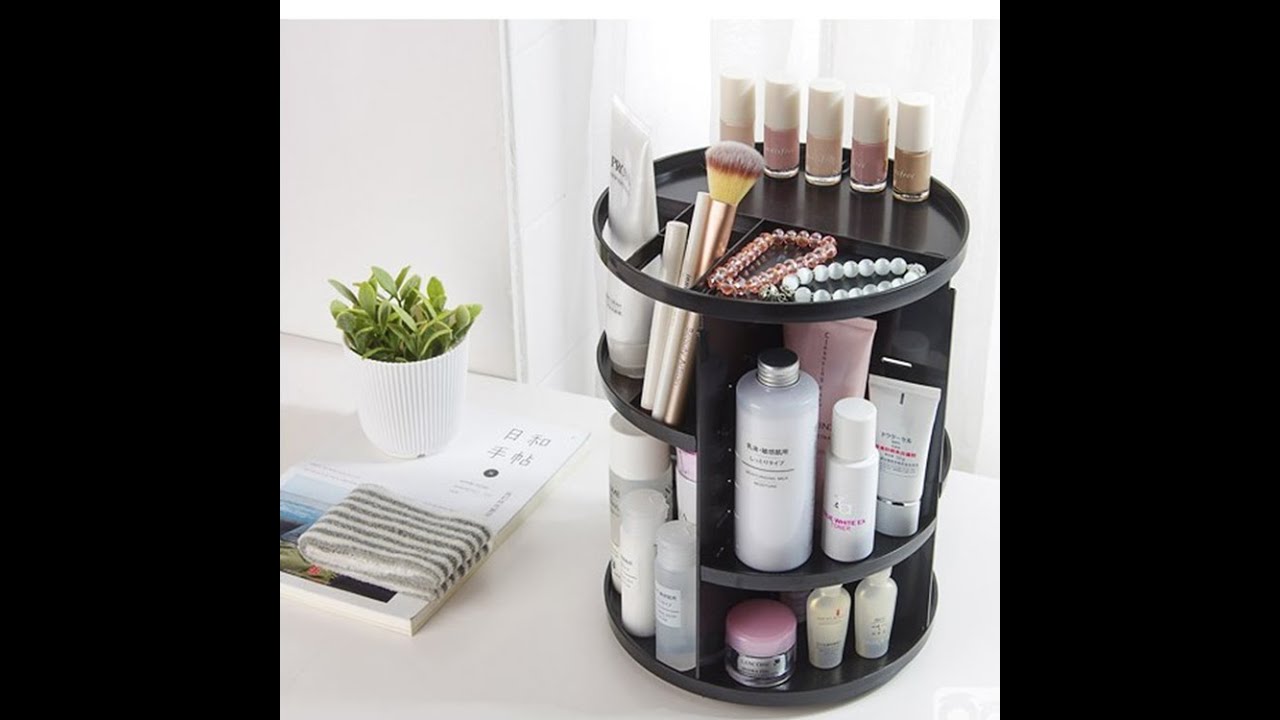 360 Degree Rotation Caddy Shelf Cosmetic Organizer Storage Box Carousel Spinning Acrylic Rotating