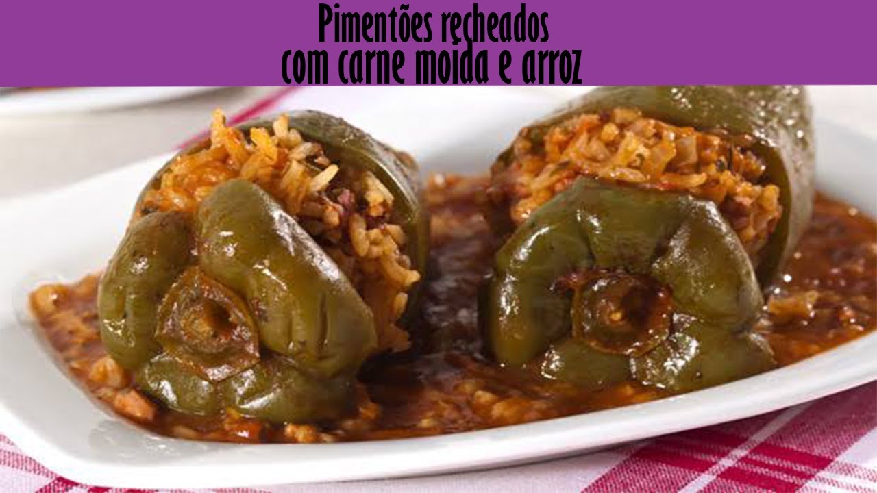 Pimentões recheados com carne moída e arroz || Super fácil !