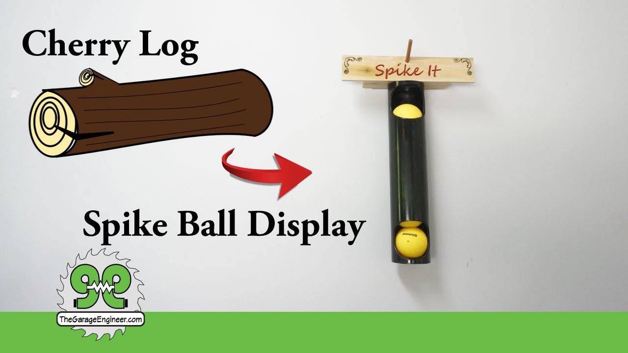Spike Ball Set Holder Display from a Cherry Tree log - The Garage Engineer