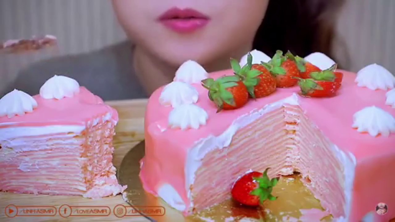 SATISFYING ASMR SOFT CREPE CAKE EATING COMPILATION