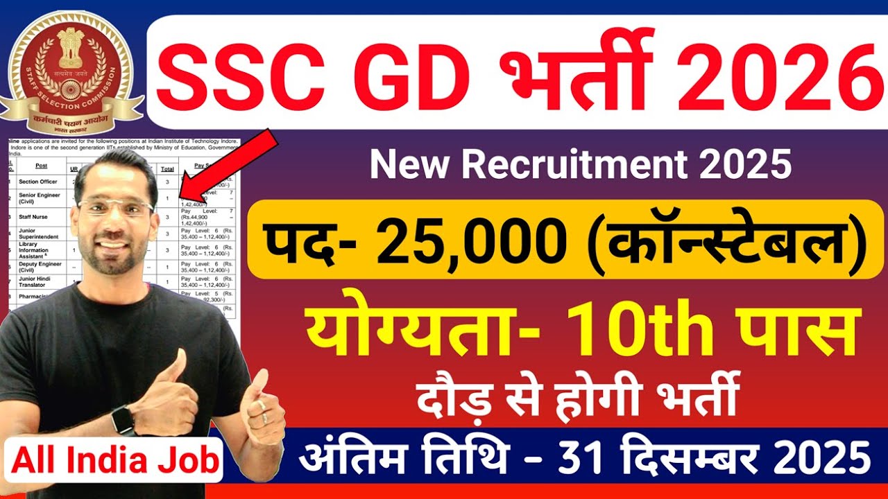 Новая вакансия в SSC GD 2026 | Набор констеблей SSC GD 2026 | 10-й курс обучения в государственны...