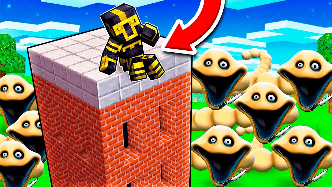 CONSTRUYE para SOBREVIVIR a GUSANO ATERRADOR en MINECRAFT 😱