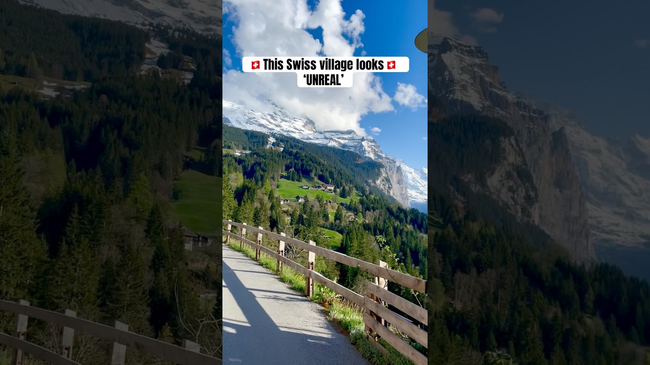 This Swiss🇨🇭village looks &lsquo;UNREAL&rsquo; #swissalps #swisslandscape #nature #europeantravel #mountains