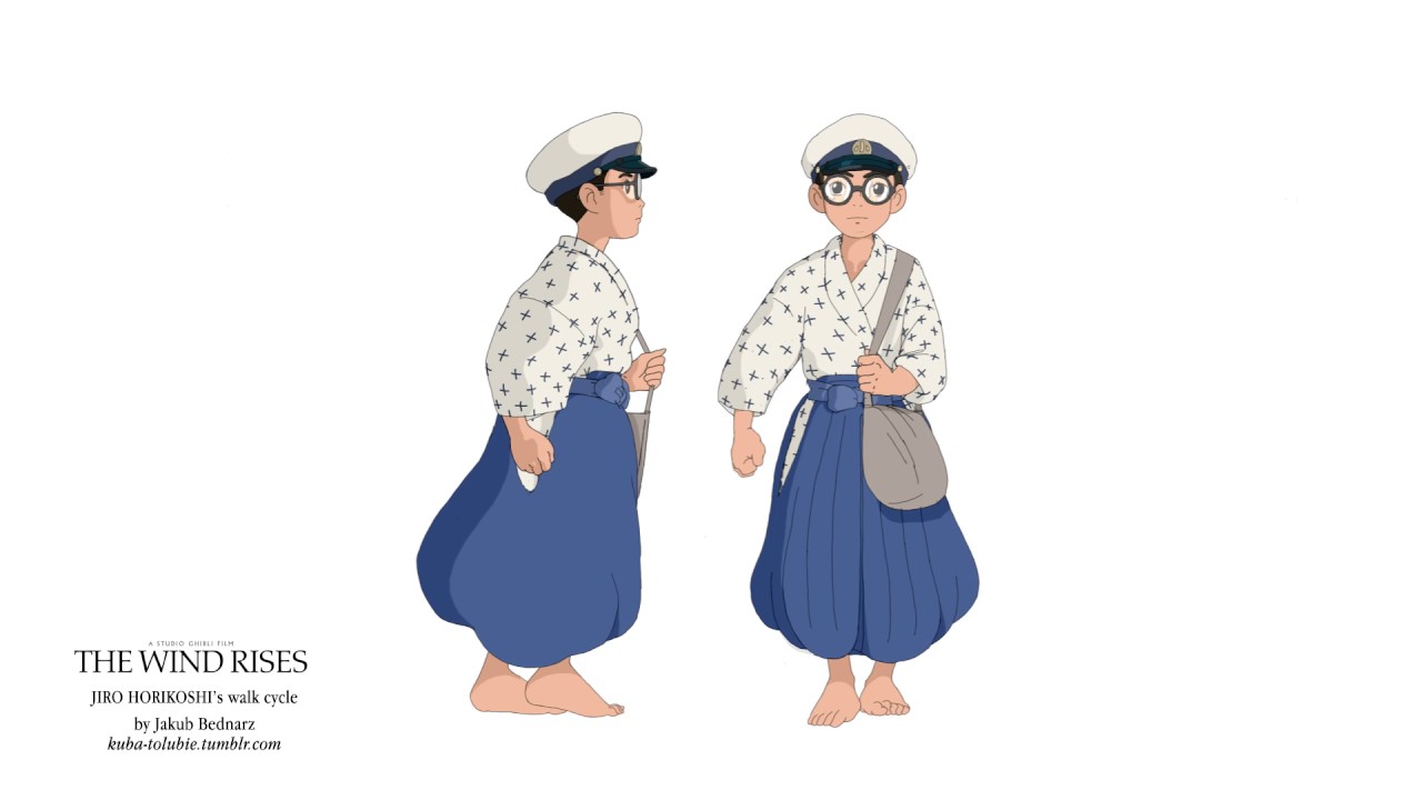 Jiro's walk cycle, animation exercise (character from Ghibli's 'The Wind Rises')