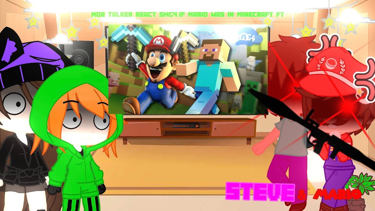 Mob talker react SMG4:If Mario was in Minecraft Ft Steve & Mario //@SMG4