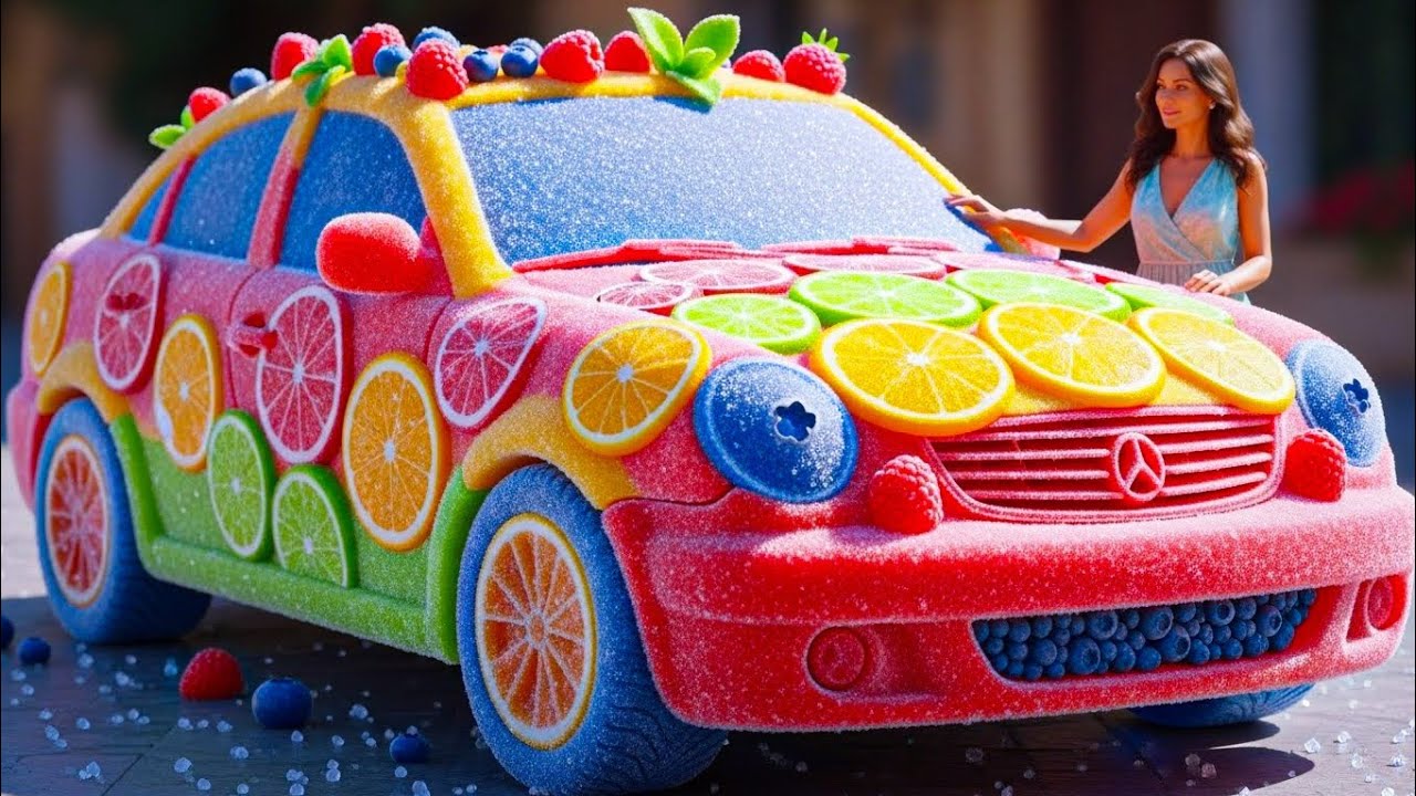 AI Dessert Car Concept | Sweet Candy Cars with Cinematic Woman