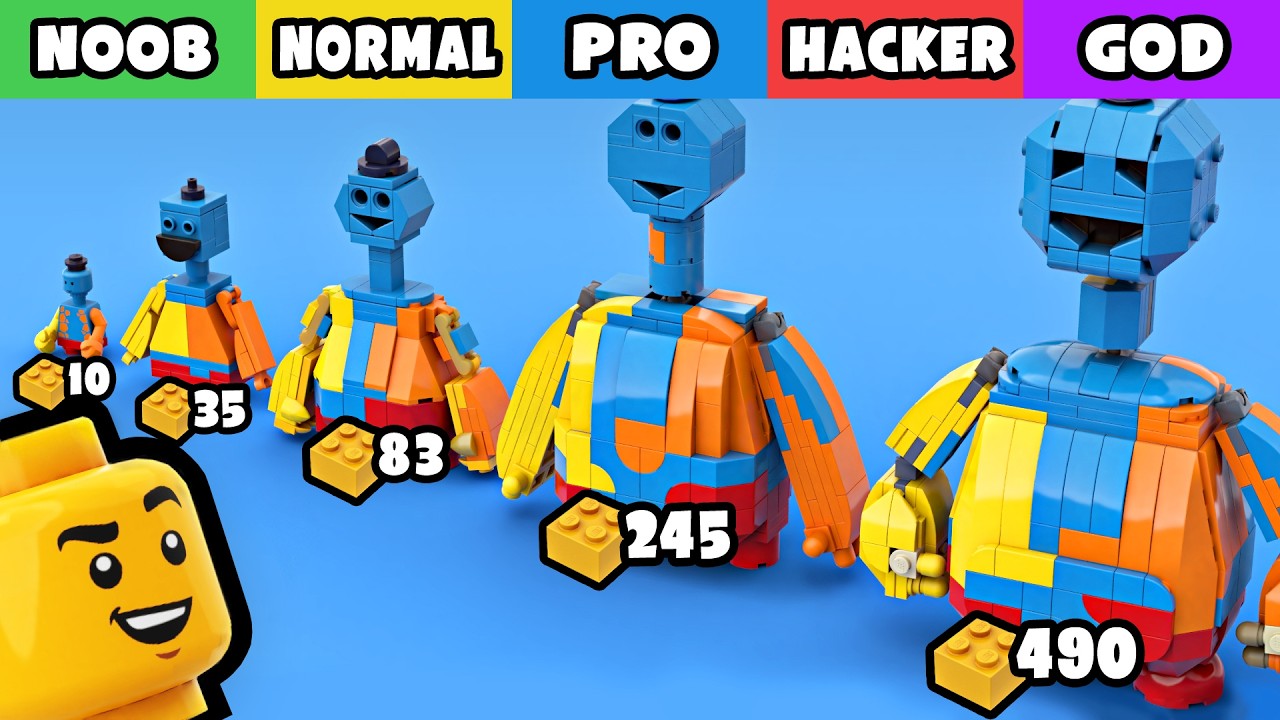 LEGO Poppy Playtime 4: How To Build 5 Versions of DOEY THE DOUGHMAN (Noob, Normal, Pro, Hacker, God)