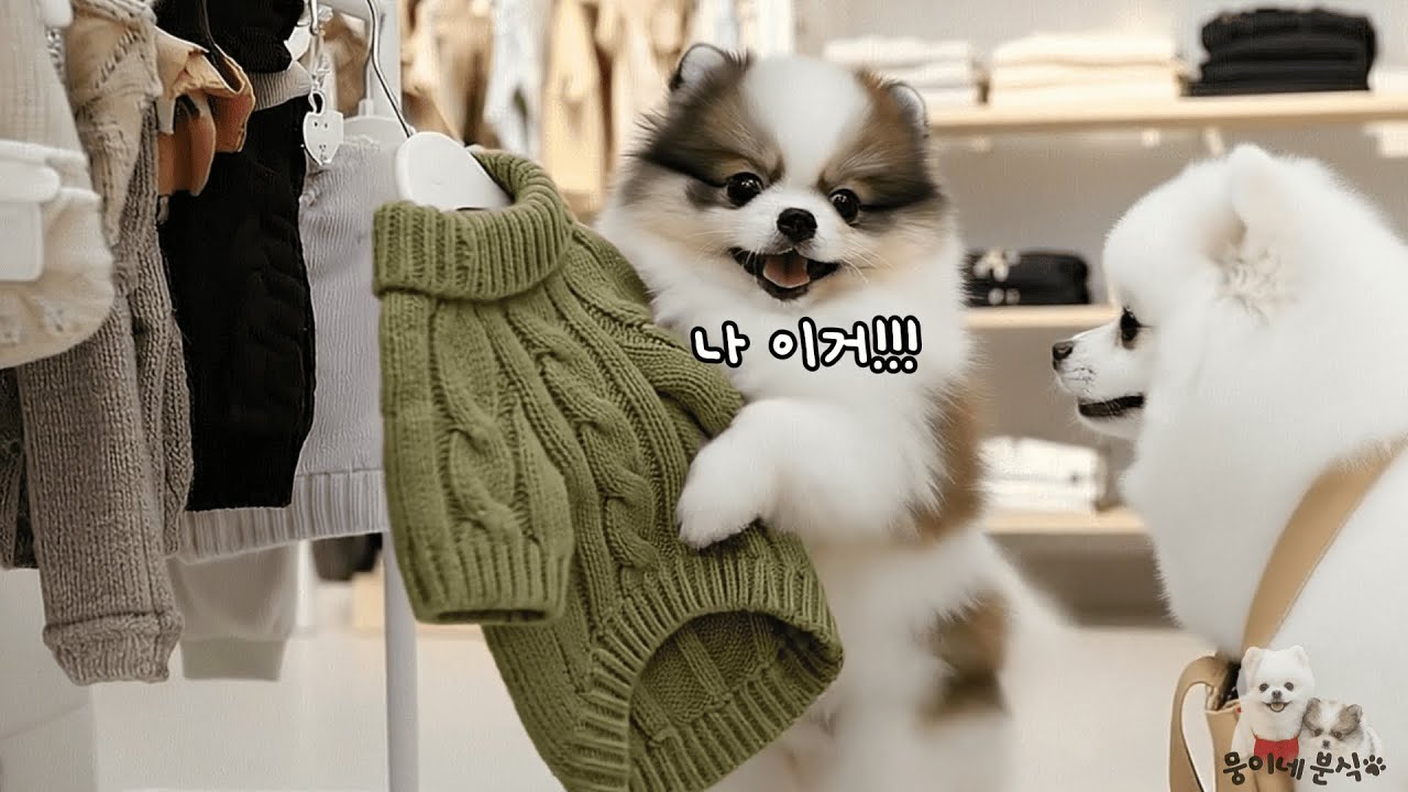 자기 옷 야무지게 직접 고르는 아기 댕댕이🐶 (세상 귀여운 쇼핑🛍️✨)