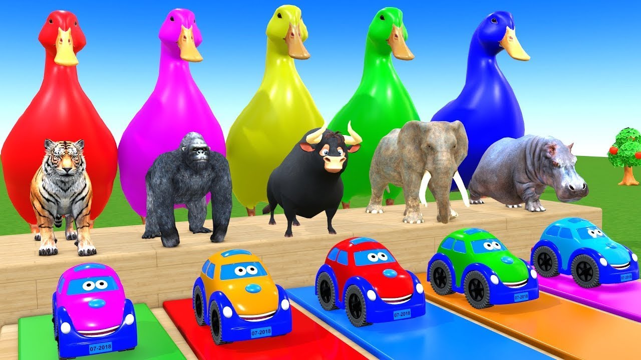 Long Slide Game With Cow Elephant Gorilla Hippopotamus Tiger 3d Animal Game Funny 3d Animals