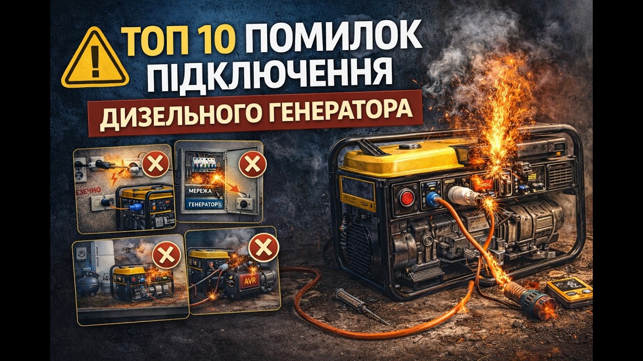 ТОП 10 ПОМИЛОК ПІДКЛЮЧЕННЯ ДИЗЕЛЬНОГО ГЕНЕРАТОРА | Через це горять будинки і техніка