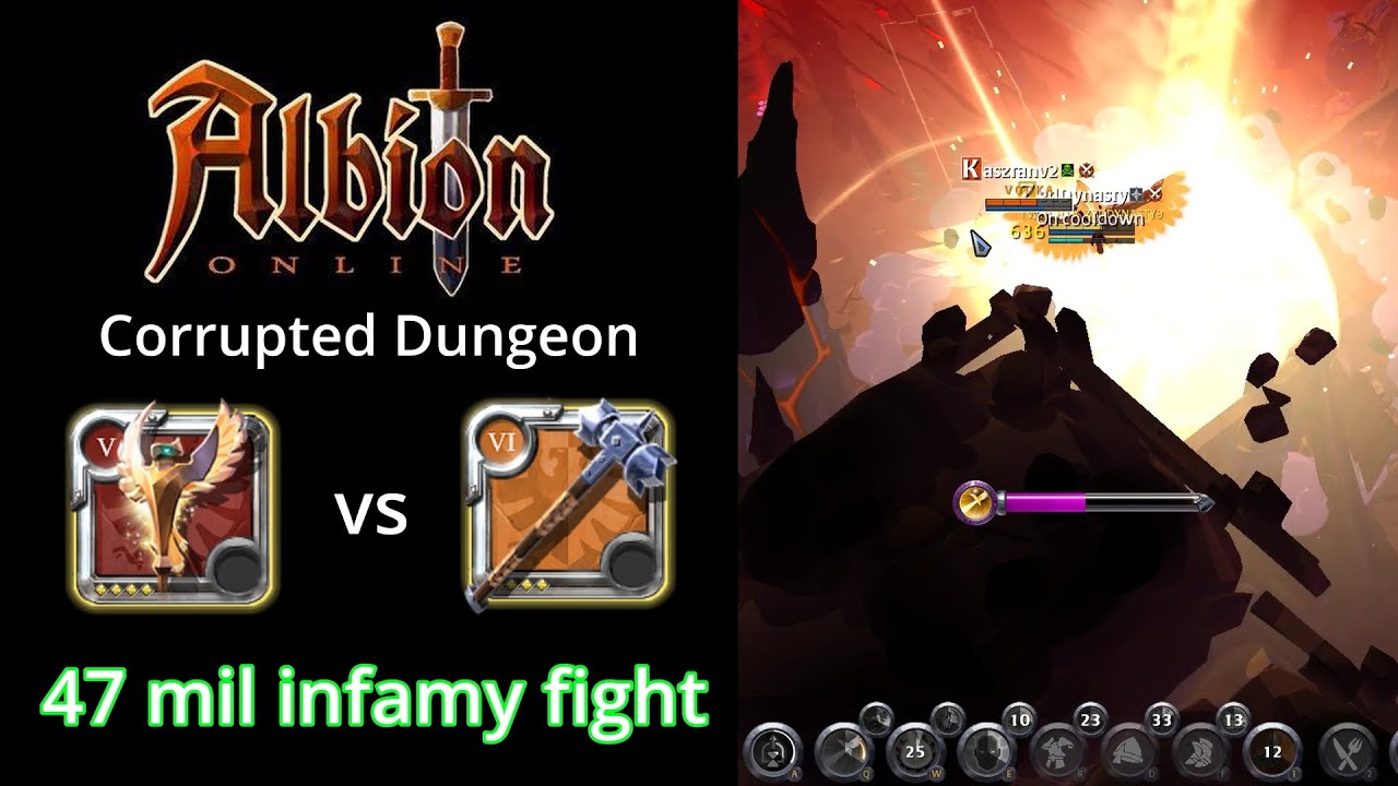Lightcaller vs 47 mil infamy Greathammer Corrupted Slayer Albion Online