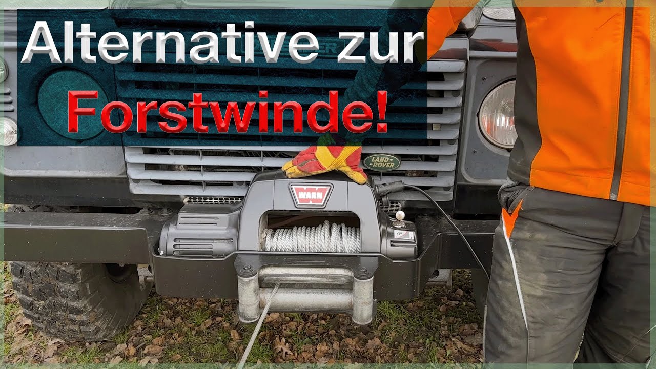 Rückhänger mit Landrover Defender  + WARN Offroad WInde, alternative zur Forstwinde, Brennholz