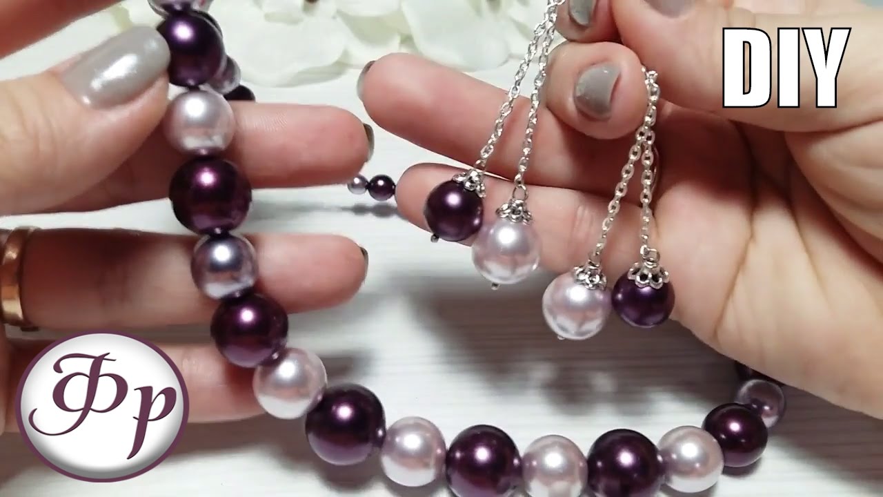 Как сделать своими руками бусы  и серьги из бусин Preciosa