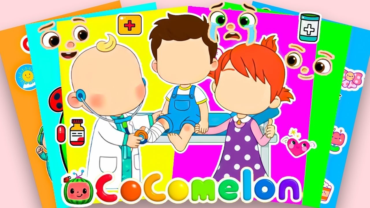 【Paper DIY】Decorate Sticker Book with Doctor JJ Treating Cody Leg Pain As Yoyo Comforts Him!