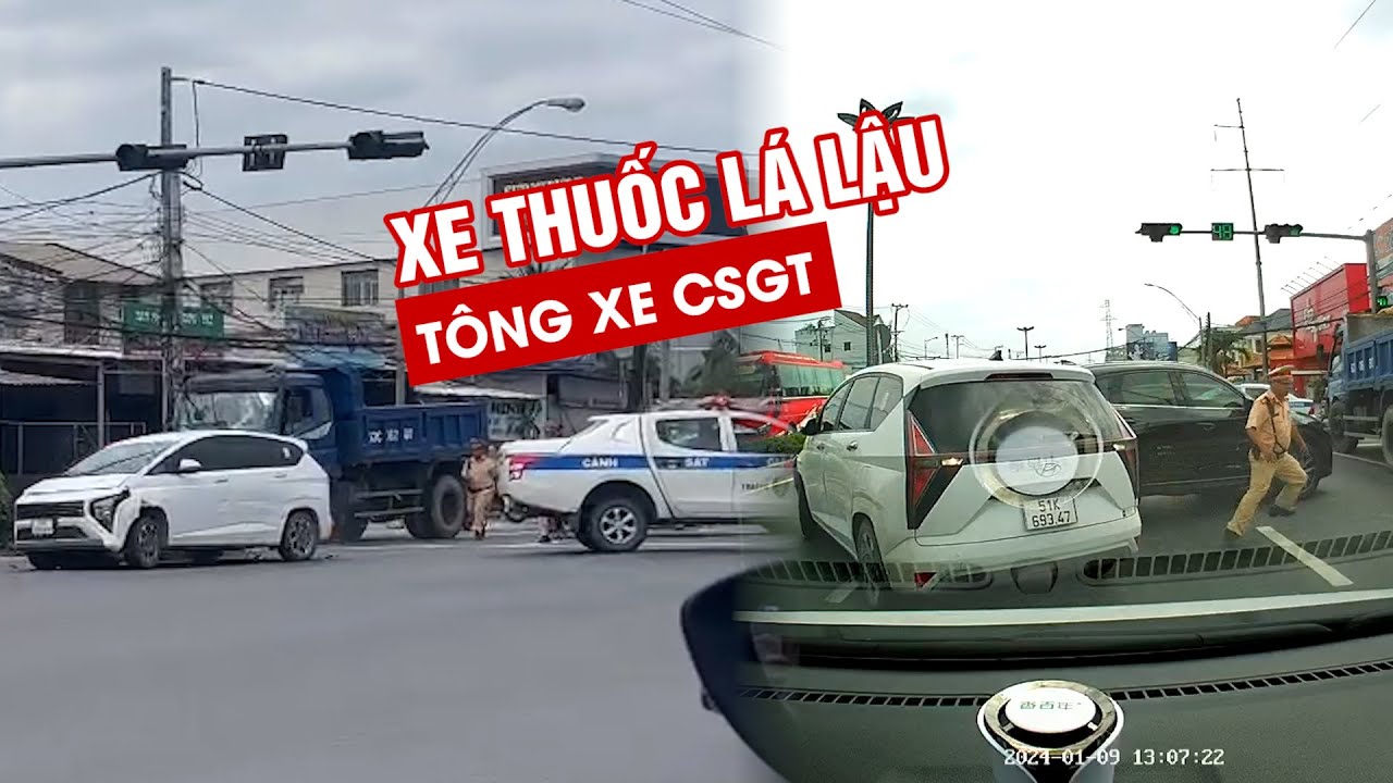 Thót tim cảnh xe thuốc lá lậu tông xe CSGT ở Tiền Giang