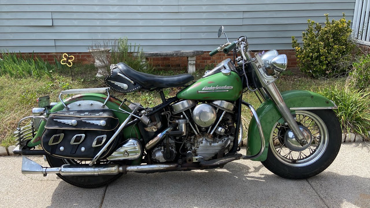 Мотоцикл Harley-Davidson Panhead Hydra Glide 1953 FL, цвет «тропический зеленый», оригинальная кр...