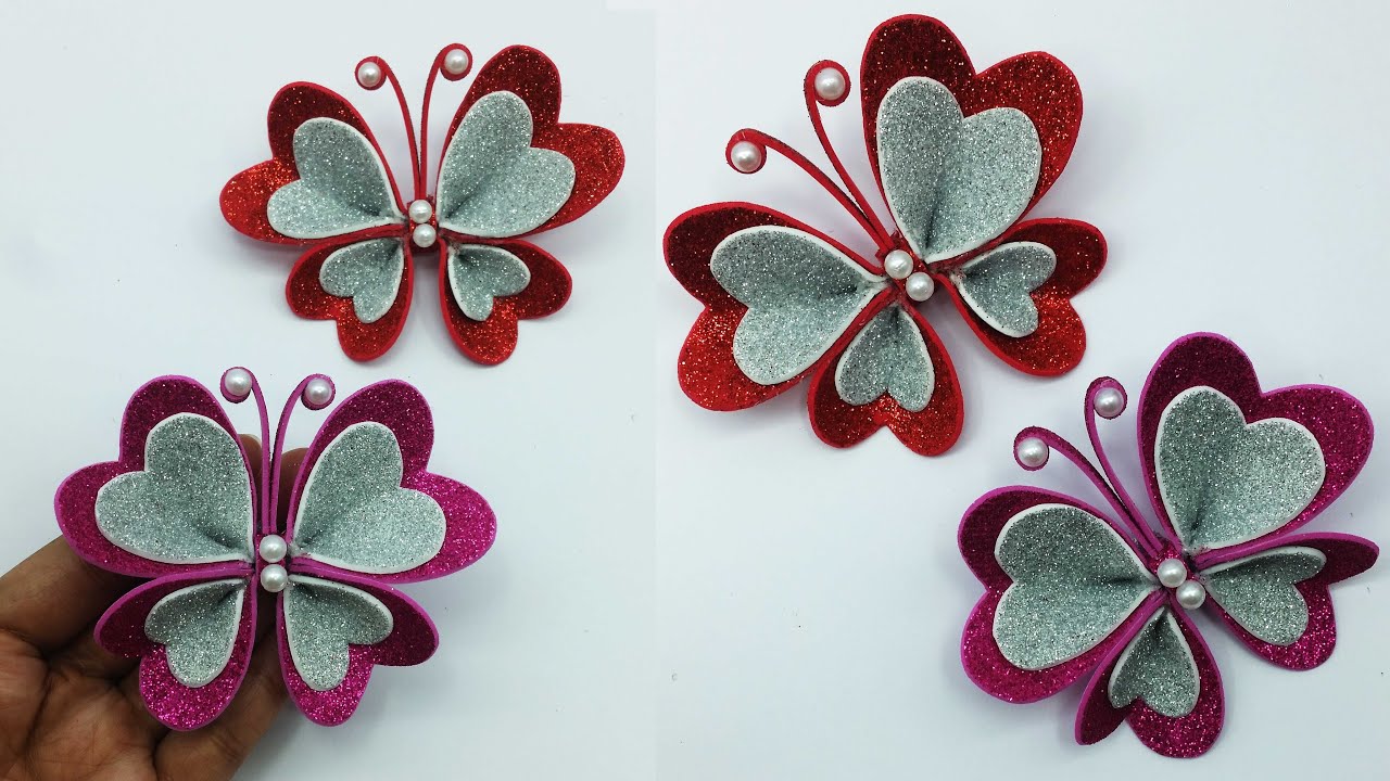 DIY Flying Butterflies | Butterfly from foamiran | Glitter Foam Sheet Craft Ideas