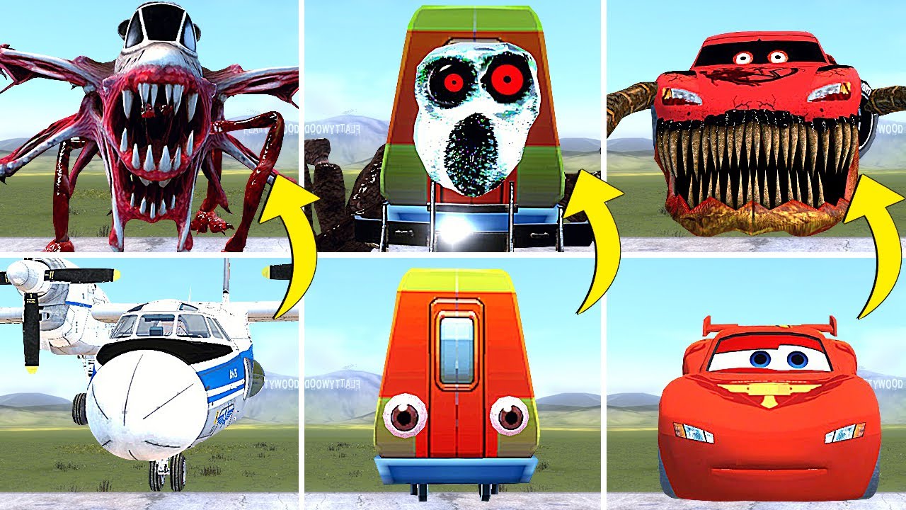 Everything Turned into Infected Sky, Evil Subway Surfers Train and Lightning McQueen in Garrys Mod!
