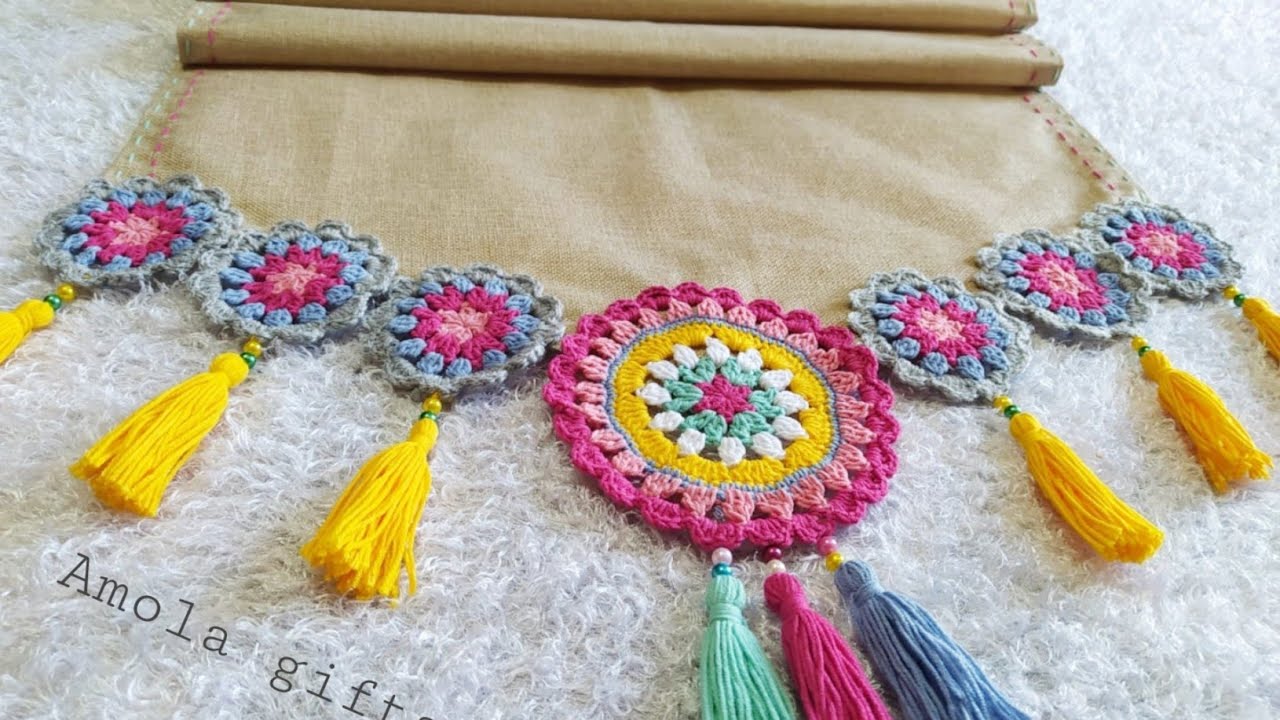 وحده كروشيه لعمل مفارش او رانر وكوشنز  بالقماش/Mandela/Runner crochet