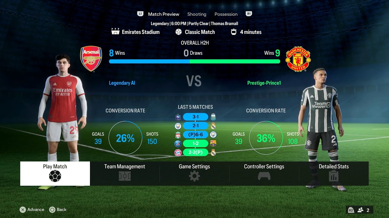 EA Sports FC 24 &mdash; Арсенал против Манчестер Юнайтед: ПОЛНЫЙ ГЕЙМПЛЕЙ (PS5)