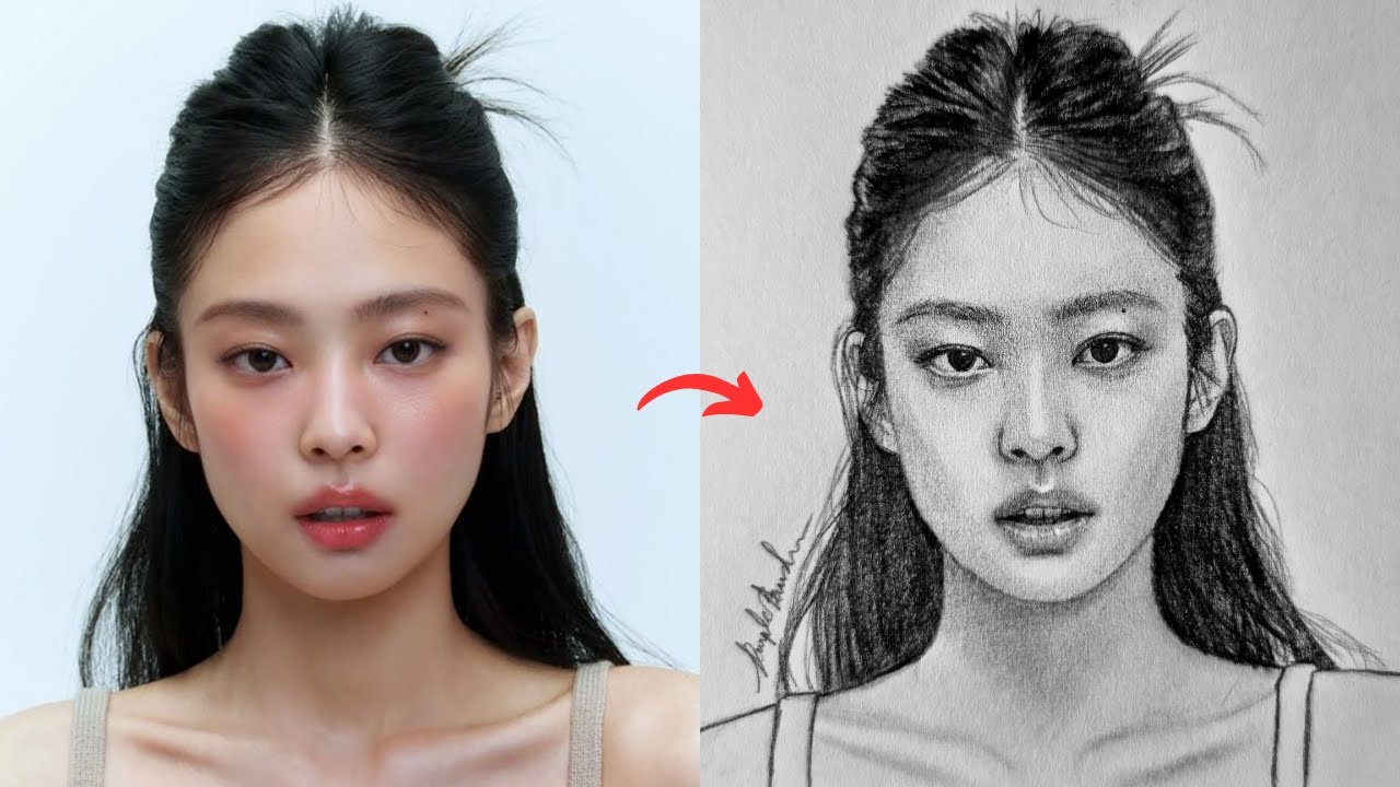 How to Draw BLACKPINK Jennie Step by Step | Drawing Tutorial using Loomis Method