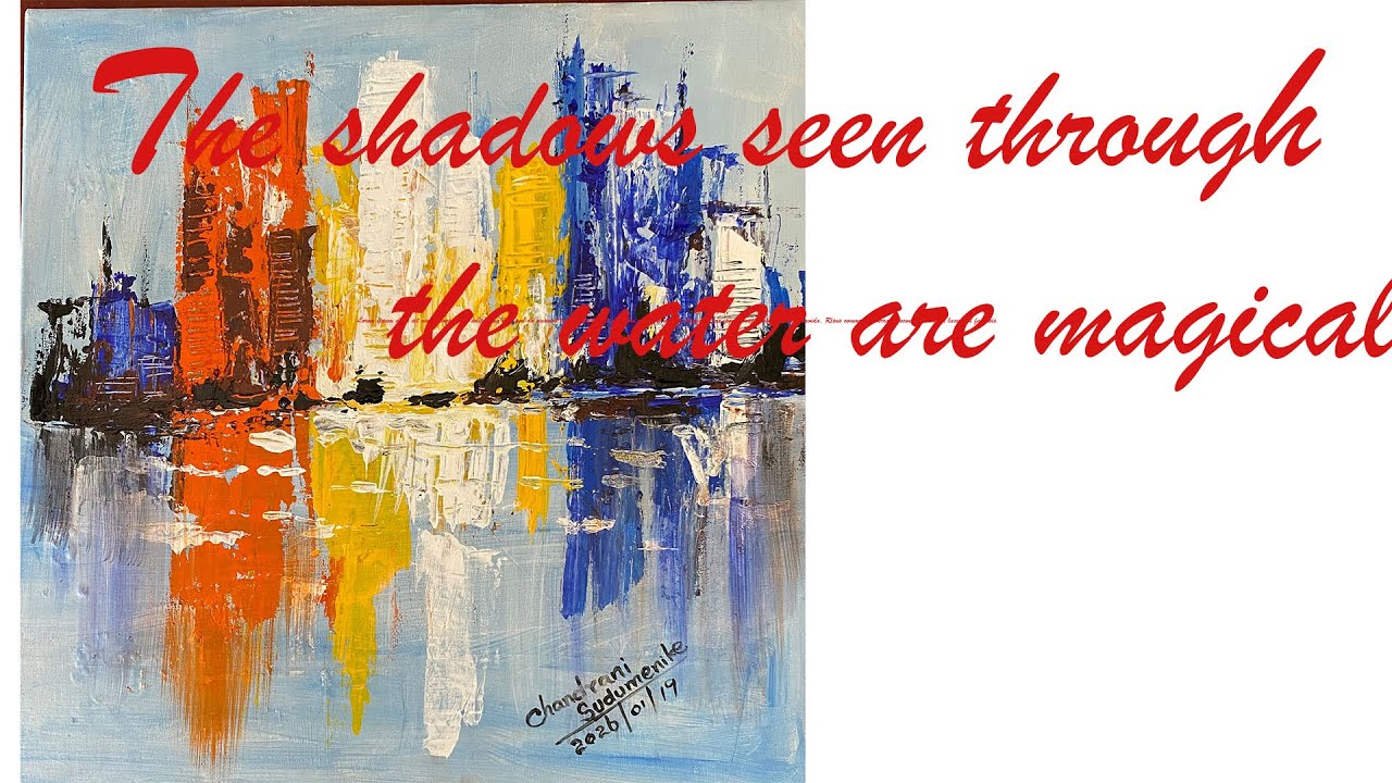දියමත සෙවනැලි වලින් නැගෙන චමත්කාරය ,ABSTRACT ACRYLIC PAINTING.