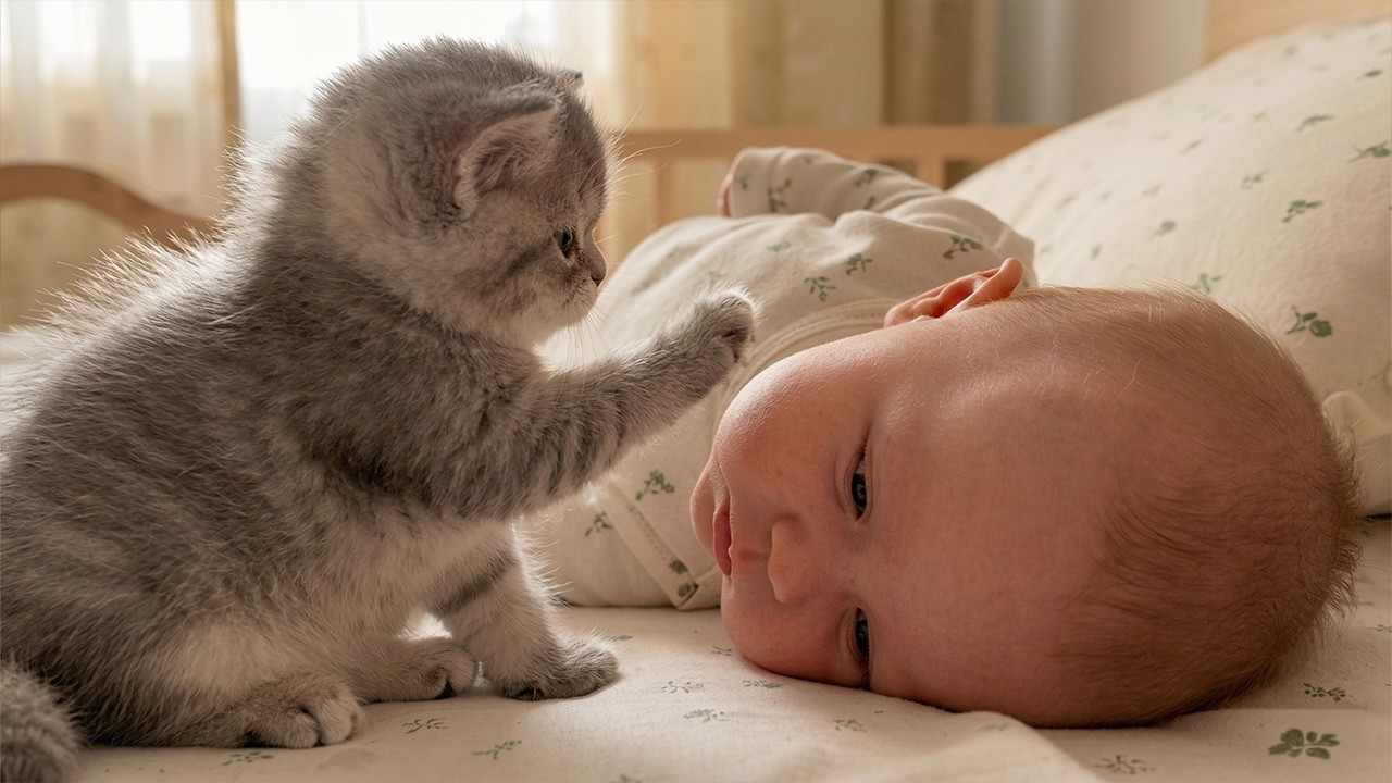 When Baby Sleeps&hellip; Kitten Starts Its Secret Mission