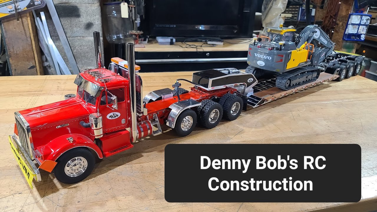 My 1/14 Red Freightliner Day Cab and my RC4WD Low Boy Trailer Detaching