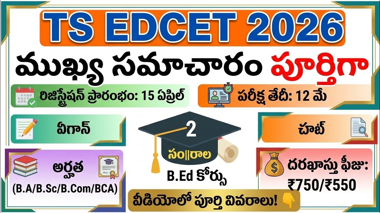 TS EDCET 2026 Notification has already been released. Complete details regarding TS EDCET 2026 ar...