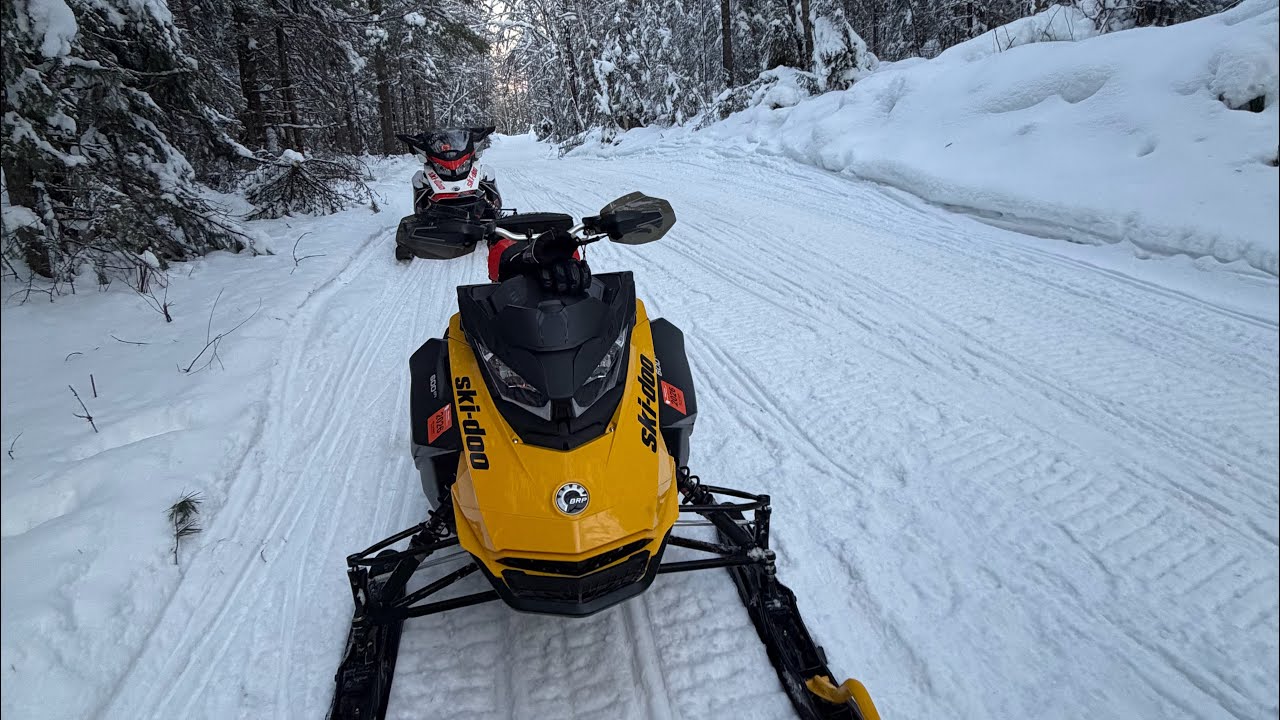 Snowmobiling on trail 2 Upper Peninsula 