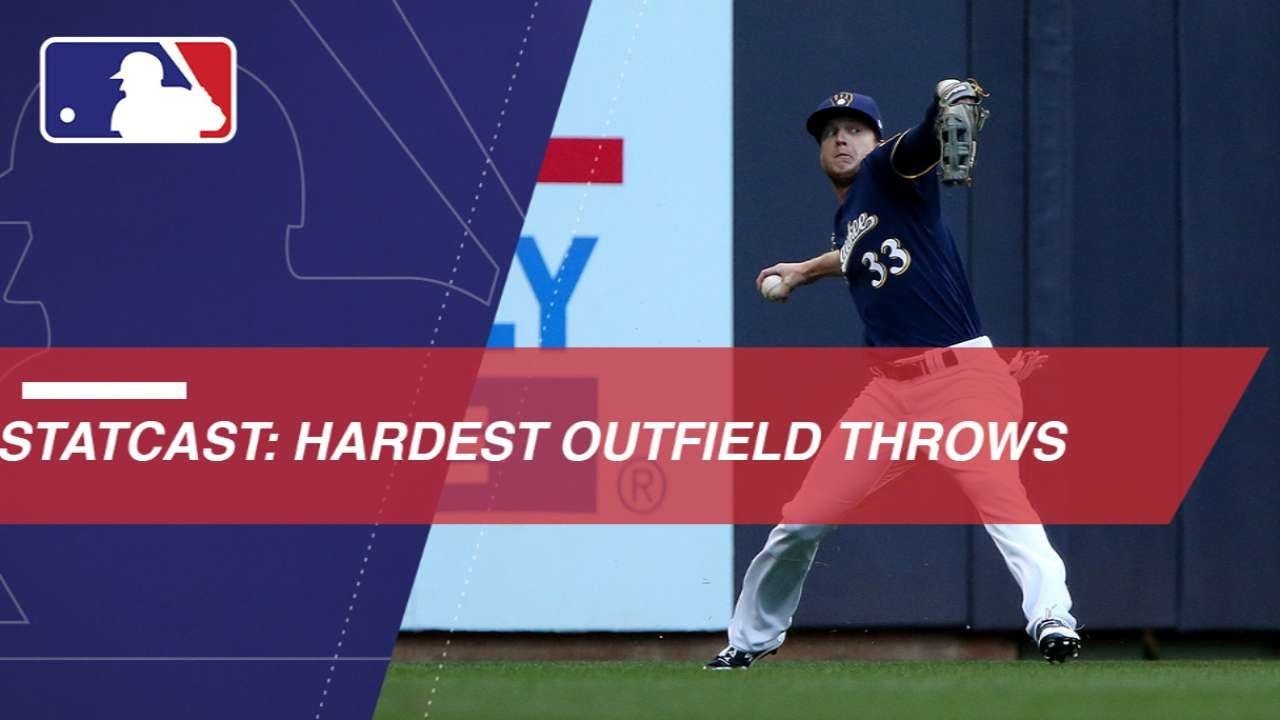 Statcast measures the hardest thrown balls from outfielders in 2017