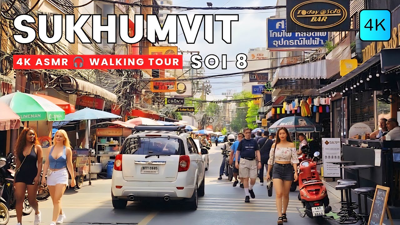 [4K] Nana Sukhumvit Soi 8 & Asok Korean Town in Bangkok 🇹🇭 ASMR 🎧 Walking Tour